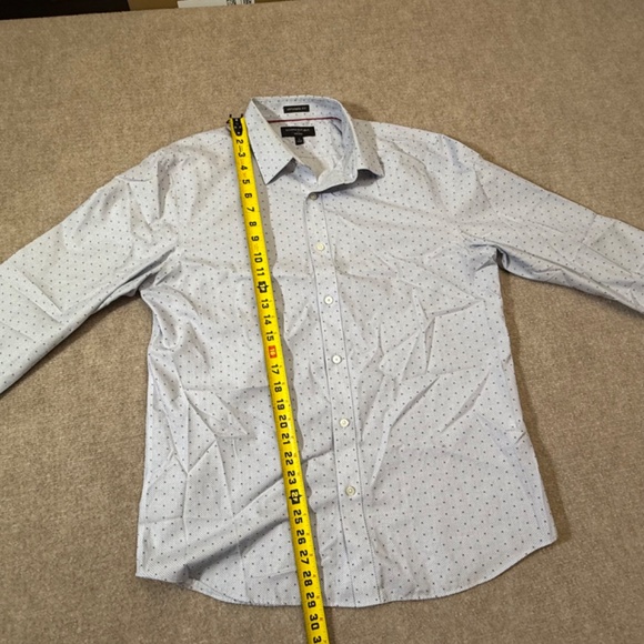 Banana Republic Shirt Mens L Non Iron Blue Dots and Flowers Untucked Button Down - Picture 5 of 6